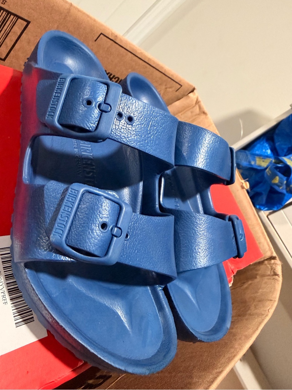 Blue Kids Birkenstocks Slide Sandals
